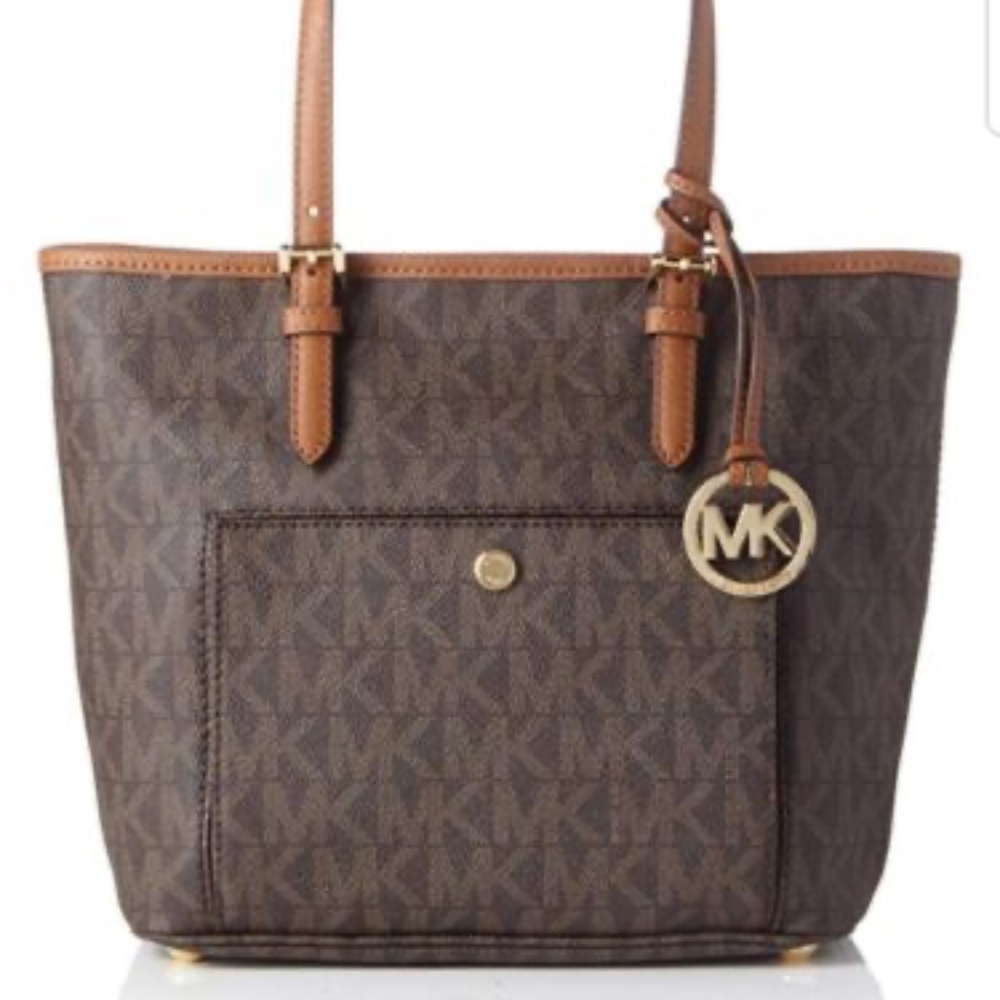 Michael Kors Jet Set Top Zip Tote Signature Brown